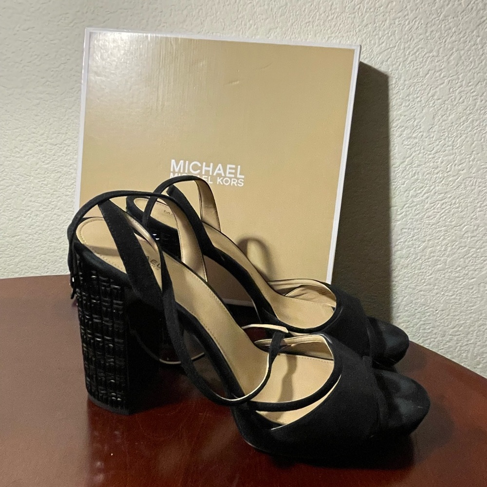 Michael Kors Black Heels- Yoonie Platform Suede